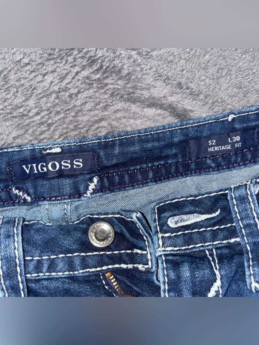 Vigoss Dark Blue Skinny Jeans with Embroidered Back Pocket - Picture 3 of 10